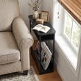 thumbnail image 4 of End Table for Narrow Space, 3 Tier Narrow Side Tables Modern Sofa Table with Storage Shelf, Bedside Table Slim Nightstand with Magazine Rack Living Room Home Office,Black, 4 of 11