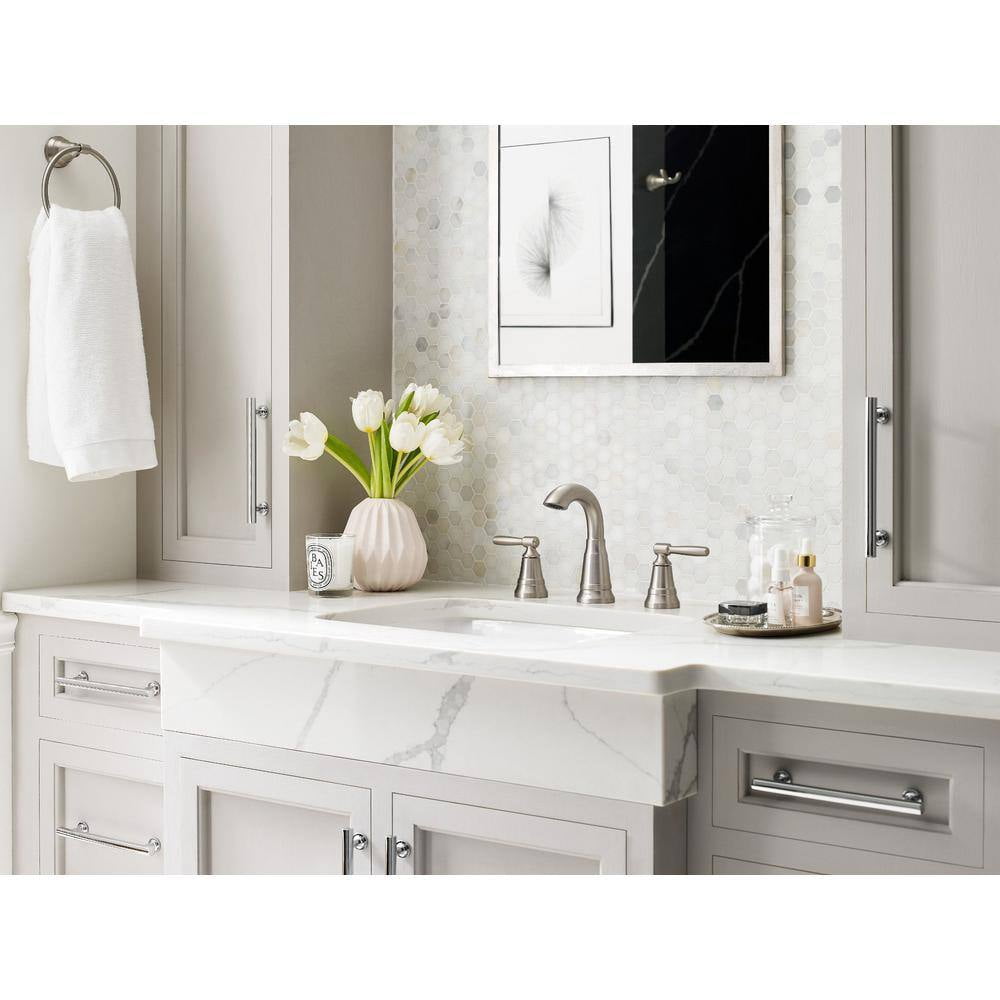 MOEN 84972SRN Halle 8 in. Widespread 2-Handle High-Arc Bathroom Faucet in Spot Resist Brushed Nickel