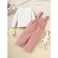 thumbnail image 3 of 18 Months Baby Girls Clothes 24 Months Girls 2PCS Fall Winter Outfits Set Toddler Girls Long Sleeve Top Overall Pants Set Pink, 3 of 6