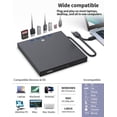 thumbnail image 4 of Tigebraver External CD DVD Drive, 8 in 1 USB 3.0 & Type-C Disc Reader Writer Burner, Slim Portable DVD/CD +/-RW Optical Drive for PC Laptop Desktop MacBook Mac Windows Linux, Silver, 4 of 9