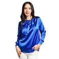 thumbnail image 1 of Blusa de satin con lazo Roman Fashion /Juvenil, 5101 (Azul rey) azul G, 1 of 6