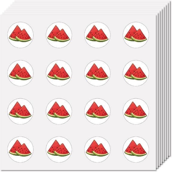 128Pcs Small Watermelon Stickers Round Fruit Sticker Decals Self-Adhesive Waterproof Round Dot Cartoon Decal Bulk Stickers for Scrapbooking Envelopes Water Bottles Laptop Party Decor 2.5cm