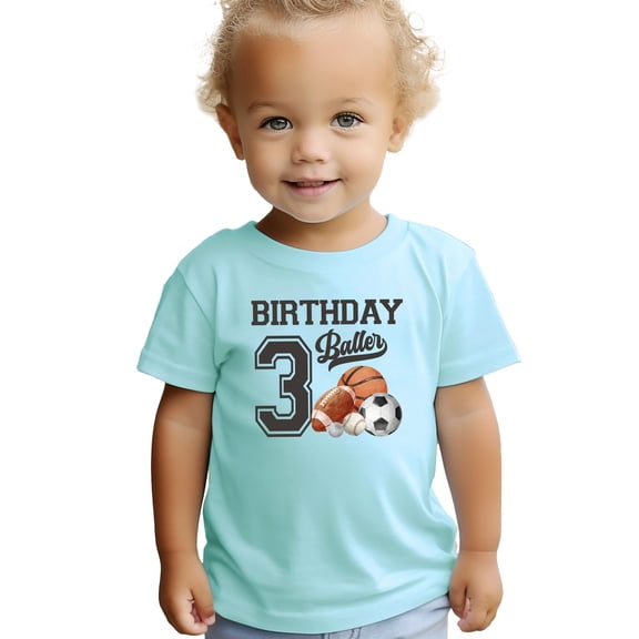3rd Birthday Baller Shirt for Boys Sports Theme Party T-Shirt for 3 Year Old Toddler Chill Shirt 4T