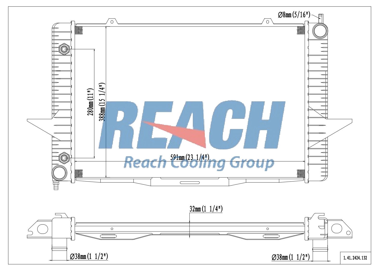 REACH Radiator 41-2424 for 04-99 Volvo C70; 00-99 Volvo S70; 00-99 Volvo V70