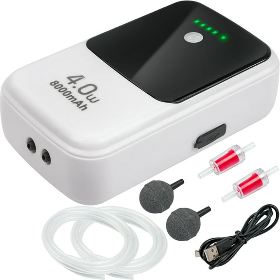 Ghosthorn Silent Dual Operating Mode Rechargeable Aerator for Fish, Large Capacity Aquarium Air Pump with Universal Clip for Most Bait Buckets