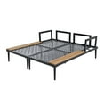 thumbnail image 5 of 2 in 1 Padded Modern Chaise Lounges, Outdoor Indoor Daybed Patio Metal Daybed with Wood Topped Side Spaces for Drinks, for Poolside, Balcony, Deck, Gray, 5 of 9