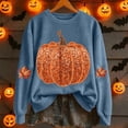 thumbnail image 3 of Halloween Hoodie Pumpkin Season Themed Printed Hooded Sweatshirts Women Fall Pullover Tops (A2-Light Blue XL), 3 of 4