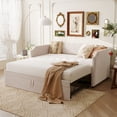 thumbnail image 3 of Harper & Bright Designs Velvet Upholstered Twin Daybed with Pop Up Trundle, 2-in-1 Convertible Sofa Bed & Lift-Up Guest Bed for Apartment Living Room, Beige, 3 of 17