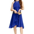 thumbnail image 3 of Sleeveless Kids Girls Halter Dress Children Chiffon Flared Knee-Length Gown, 3 of 5