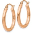 thumbnail image 2 of 14k Rose Gold Polished 2.5mm Lightweight Tube Hoop Earrings - 21mm, 2 of 6