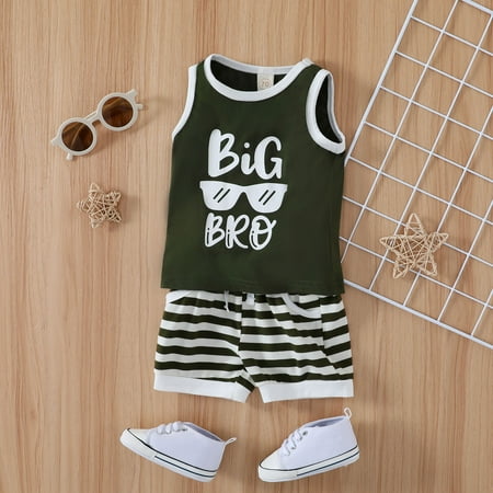 

Hunpta Toddler Boys Sleeveless Letter Printed T Shirt Tops Vest Striped Shorts Sports Outfits Tracksuit