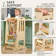 thumbnail image 3 of Kids Step Stools Wooden Toddlers Standing Tower for Counter Kitchen Stool Helper, Step Ladder Learn Tower for Toddler, 3 of 11