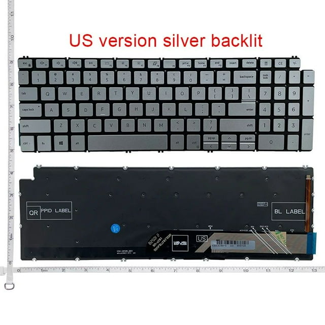 Nouveau Clavier Rétroéclairé US pour Dell 5508 3500 5580 Latitude 3510 P102F Ordinateur Portable Anglais US Argenté Rétroéclairé