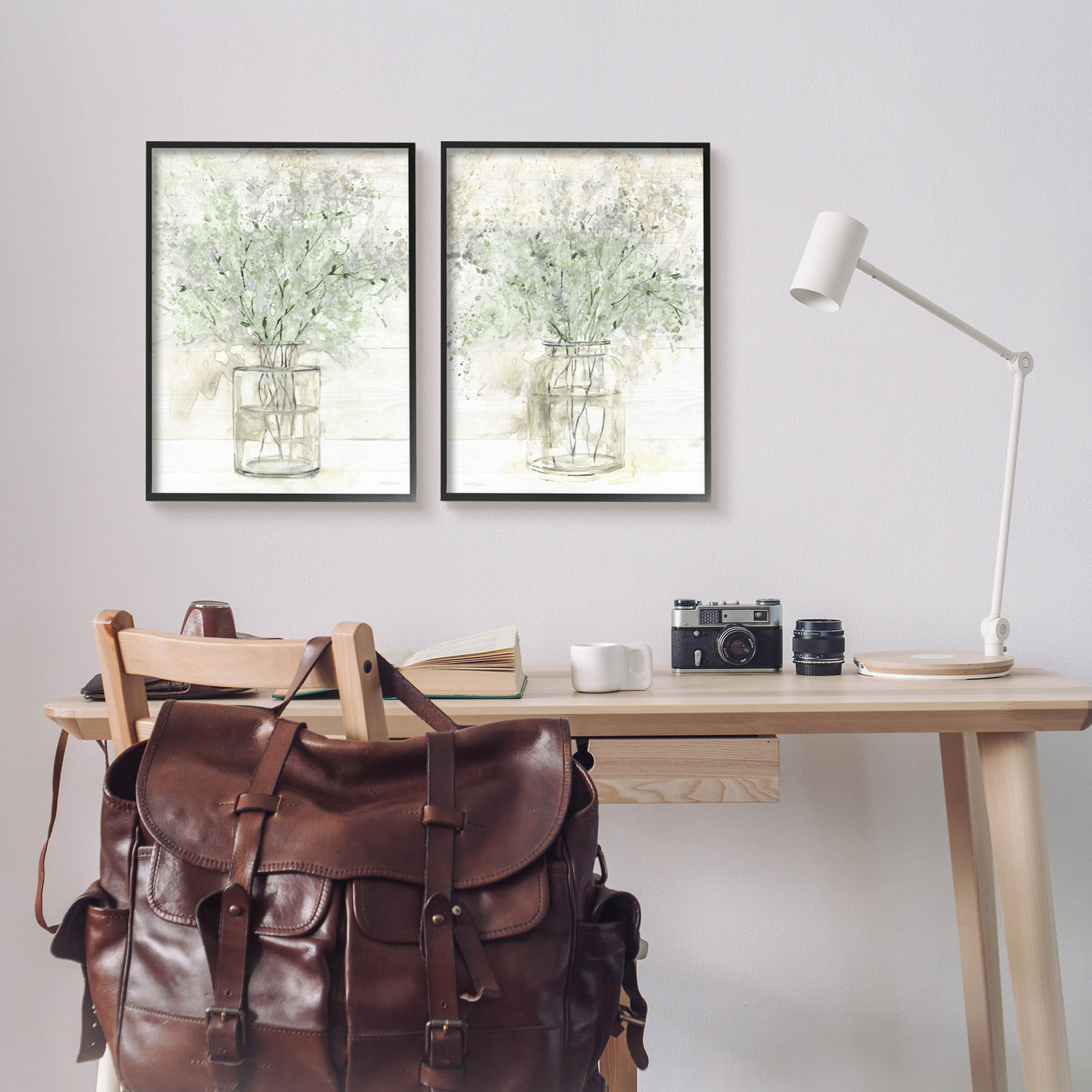 Country Florals Delicate Blooming Bouquet Botanical & Floral Graphic Art Black Framed Art Print Wall Art, Set of 2