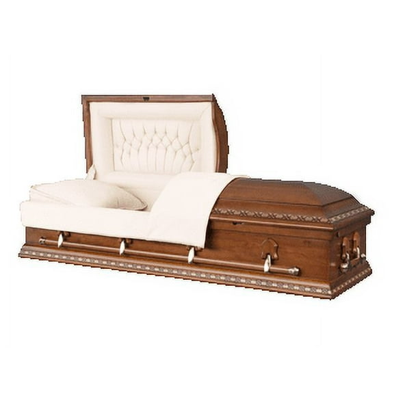Overnight Caskets Montana Brown Poplar Wood Funeral Casket, Rectangular Handcrafted