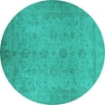 thumbnail image 1 of Ahgly Company Indoor Round Oriental Turquoise Blue Industrial Area Rugs, 7' Round, 1 of 4