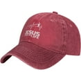 thumbnail image 2 of Christian Jesus Saved My Life Hat Distressed Cotton Washed Baseball Cap Black Novetly Denim Hats Unisex Adjustable, 2 of 4