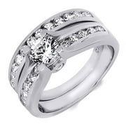 Womens 1.25 Carat Round Cut Bridal Set Ring Sterling Silver Size 5-9