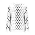 thumbnail image 5 of ITSAME Sweatshirt for Womens, Long Sleeve Pleated Crewneck Polka Dot Ladies Fall Tops Clothes White L, 5 of 5