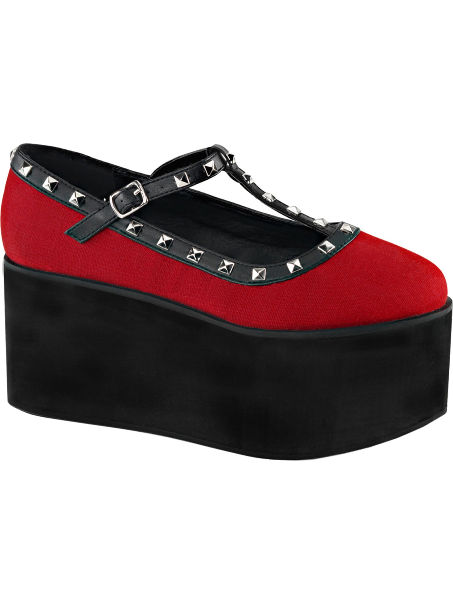 Summitfashions Womens Pink and Black Shoes Two Tone T Strap Shoes Studs 3 1//4 Inch Platform