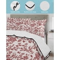 thumbnail image 4 of Quilts Twin Size, Farmhouse Red Soft Comforter Bedding Set for Bed, Vintage Flower Leaf Botanical Plant Lightweight Quilted Bedspread with Pillow Cover(2 Pieces) for All Season, 68x86 Inch, 4 of 6