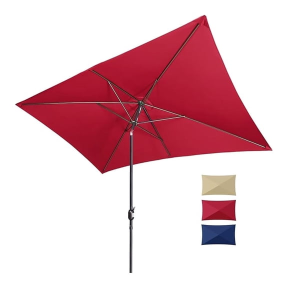 6.5x10ft Rectangular Patio Umbrella - Outdoor Table Umbrella with Tilt & Crank - UV Protection for Garden, Deck, Backyard & Pool