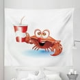 thumbnail image 1 of Crabs Tapestry, Thirsty Marine Animal with Drink on a Paper Cup with Straw Summertime Theme, Fabric Wall Hanging Decor for Bedroom Living Room Dorm, 5 Sizes, Vermilion White Blue, by Ambesonne, 1 of 1