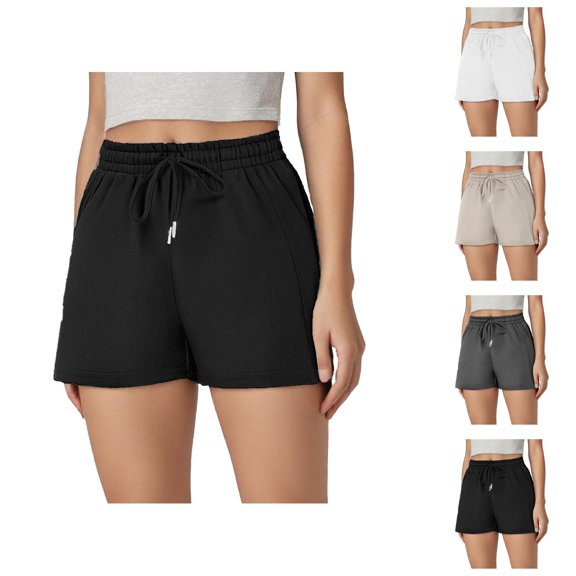 Athletic Shorts for Women 2026 Summer Elastic Waist Drawstring Lightweight Workout Exercise Running Shorts with Pockets