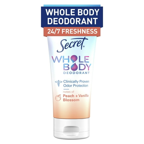 Secret Whole Women's Body Aluminum Free Deodorant Clear Cream Peach & Vanilla 3.0oz