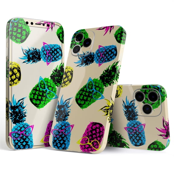 DesignSkinz Tropical Cool Retro Pineapples Full-Body Skin Decal Wrap Cover for iPhone 16