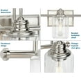 thumbnail image 3 of Aiken Collection Three-Light Clear Glass Brushed Nickel Farmhouse Style Bath Vanity Wall Light, 3 of 5