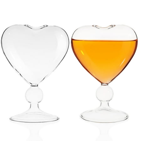 

NUOLUX 2Pcs Heart-shaped Glass Goblets Bar Glass Goblets Cocktail Glass for Party