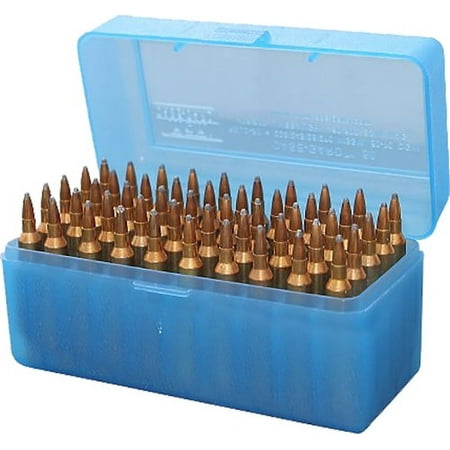 MTM CASE-GARD R-50 50RD RIFLE AMMO BOX LG 3.85 MAX OAL POLY BLUE