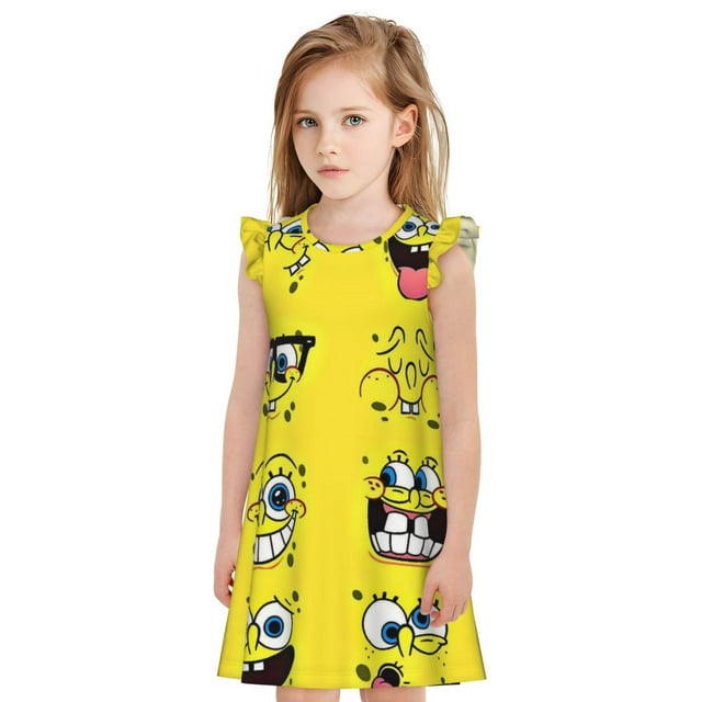 Goofa Motif SpongeBob SquarePants Chemises de Nuit Douces et Audacieuses pour Filles - Manches Courtes & Robe de Nuit Graphique à Manches Courtes Pyjamas - Vêtements de Nuit pour Filles (4-14 Ans) - Petit