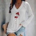 thumbnail image 2 of Camiseta de manga larga con estampado navideño informal con cuello en V para mujer a la moda Fridja  fksj2912, 2 of 4