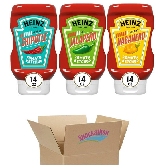Heinz Spicy Ketchup Variety Pack, 3 flavors (Chipotle, Jalapeno, Habanero), 14 Ounce Each, Pack of 3
