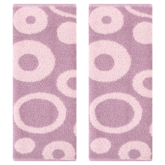 Unique Bargains Round Geometric Pattern Hand Towel Cotton Kitchen Towel Purple 2-Piece