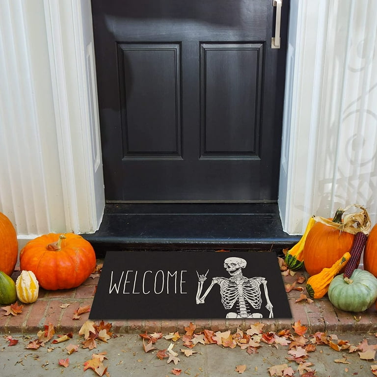 Colorful Skulls Halloween Door Mat, Soft Non-slip Water-absorbent