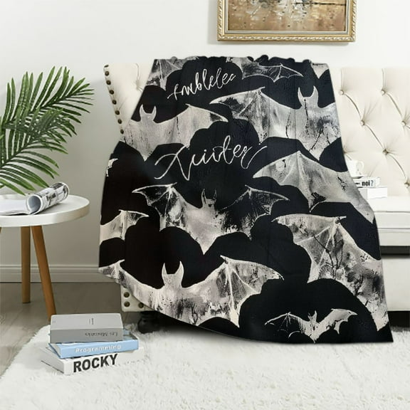 SHERONV Bats Halloween Gothic Art Warm Lightweight Blanket Soft Fleece Blankets Throw Blanket Living Rooms Sofa Decor Cow Gifts Blanket All Seasons Super Soft Blanket 40x50in