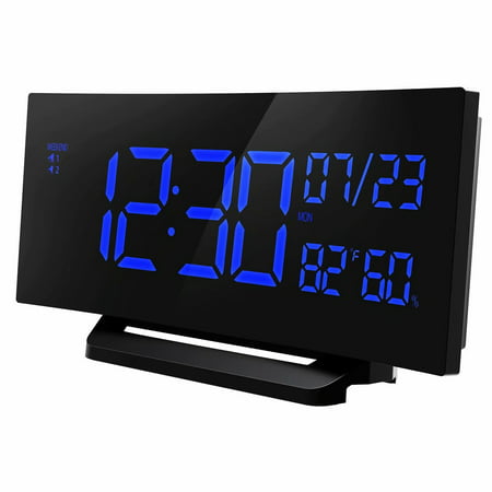 Mpow Alarm Clock Temperature, 6.5’’ Curved-Screen Digital Alarm Clock, Dual Alarm with 3 Changeable Sounds, Weekday Alarm Clock with Humidity for Home,