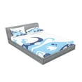 thumbnail image 2 of Ambesonne Ocean Fitted Sheet & Pillow Sham Set, Deep Sealife Creatures, Queen, Navy Blue Aqua and White, 2 of 2