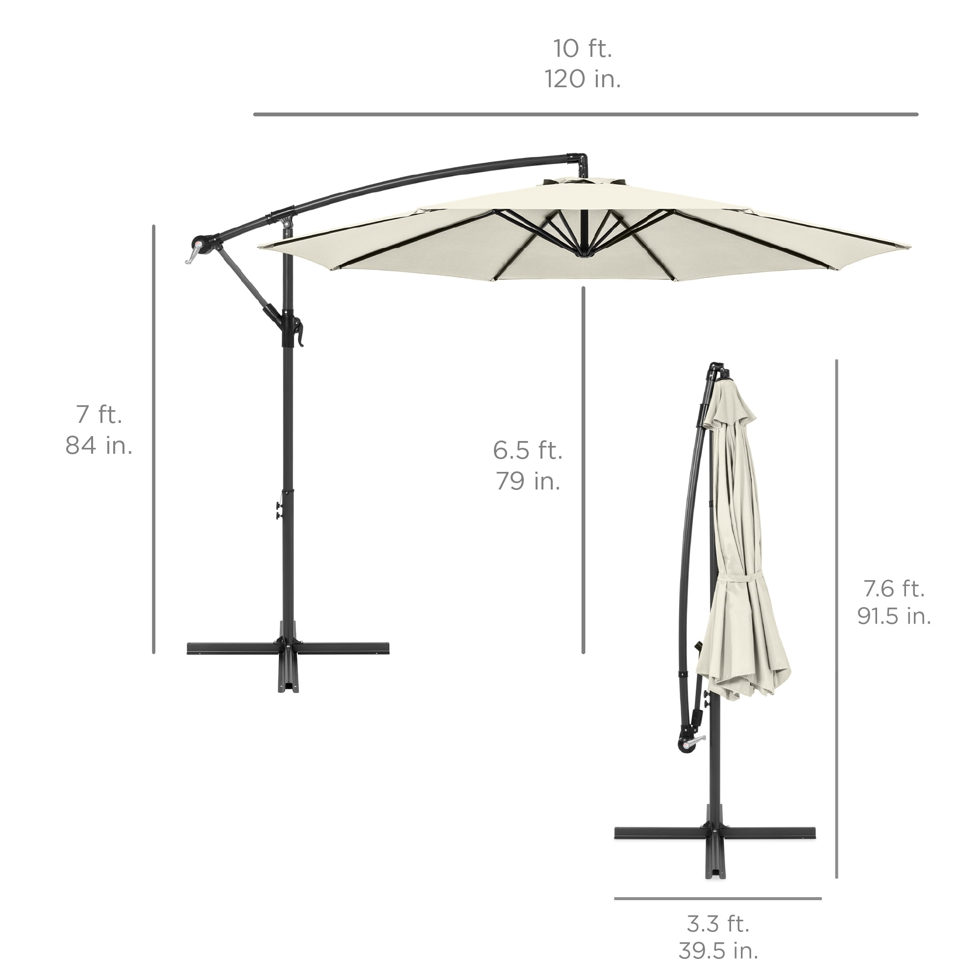 best choice products patio umbrella offset 10 hanging umbrella 10ft Market w/Easy Tilt Adjustment, Polyester Shade, 8 Ribs for Backyard, Poolside, Lawn and Garden Enjoy 79 square feet of shade which means more room between you Best Choice Products 10ft Offset