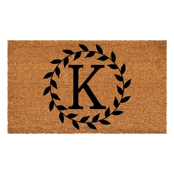 Laurel Wreath Doormat, 17" x 29" (Letter K)