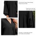 thumbnail image 4 of Blusa tres cuartos linterna manga botón gasa color puro tops casuales para las mujeres, 4 of 5