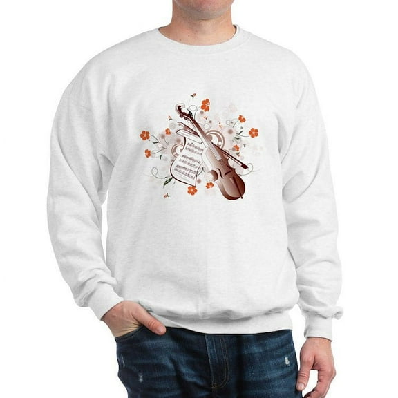 CafePress - Floral Violin Sweatshirt - Crew Neck Sweatshirt