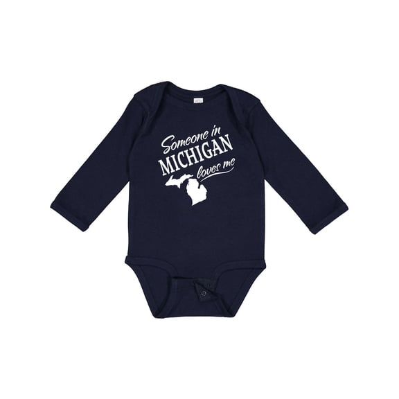 Inktastic Someone in Michigan Loves Me Boys or Girls Long Sleeve Baby Bodysuit