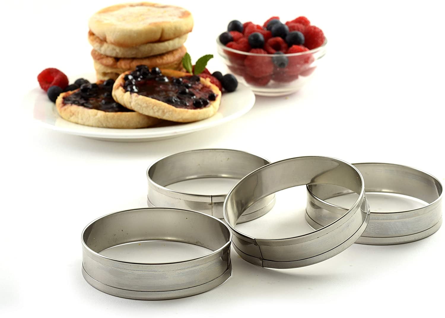 Norpro Muffin Anglais Ring Set 4 pièces pour Oeuf Pancake 3 5 9 cm Diamètre 3775 