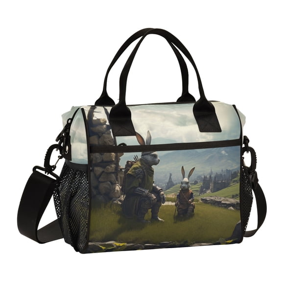 Rabbits Clouds Forest Trees Camping Cooler Bag Lunch Bag Soft Cooler Cooling Tote Insulated Lunch Box for Adult Men Women