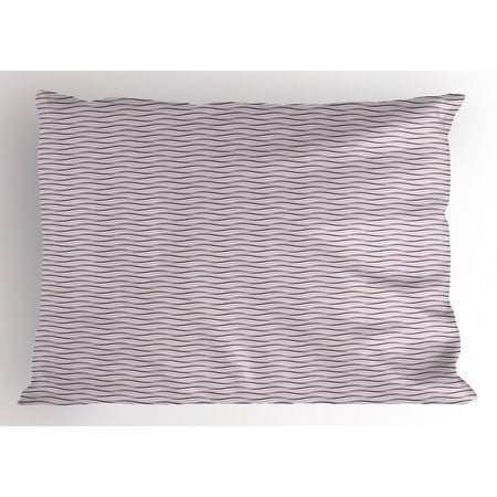9' Round Eggplant - Eggplant Pillow Sham Circle Round Edged Sea Wave Like Image in Purple Tones Art Print, Decorative Standard Queen Size Printed Pillowcase, 30 X 20 Inches, Pale Pink Purple and Lilac, by Ambesonne