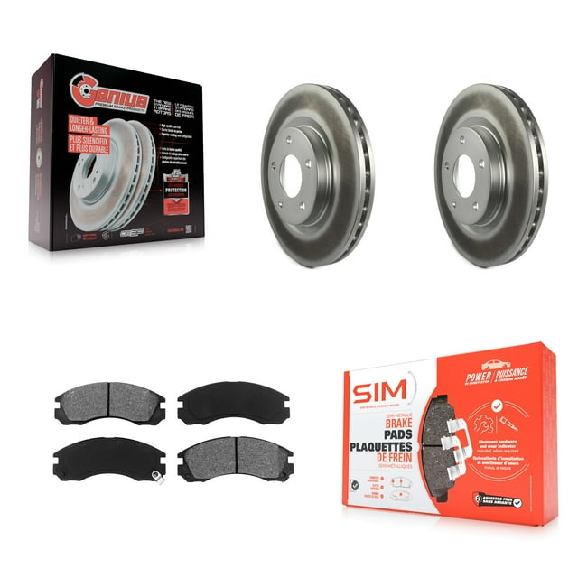 Transit Auto Front Coated Disc Brake Rotors and Semi-Metallic Pads Kit for Car 2017 Mitsubishi Lancer with 294mm Diameter Rotor KGS-101776